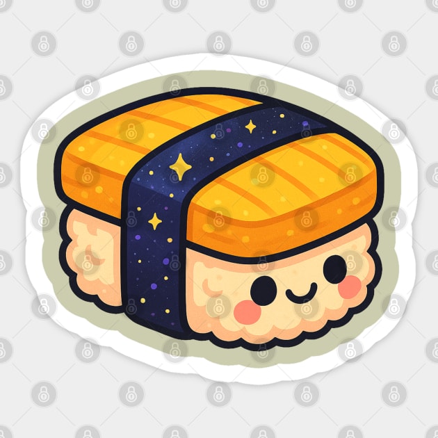 Cosmic Sushi Bite – Cute Space Sushi Art | Kawaii Galaxy Food Tee Sticker by Anne Lee